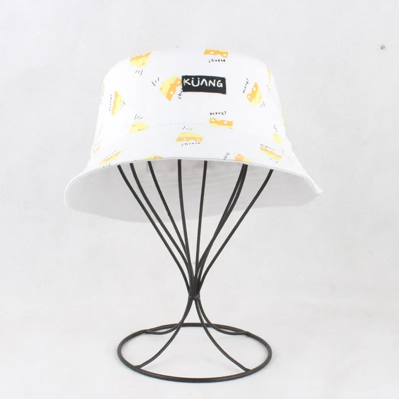 Panama Bucket Hat Men Women Summer Bucket Cap Banana Print Yellow Hat Bob Hat Hip Hop Gorros Fishing Fisherman Hat