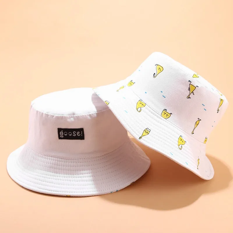 Panama Bucket Hat Men Women Summer Bucket Cap Banana Print Yellow Hat Bob Hat Hip Hop Gorros Fishing Fisherman Hat