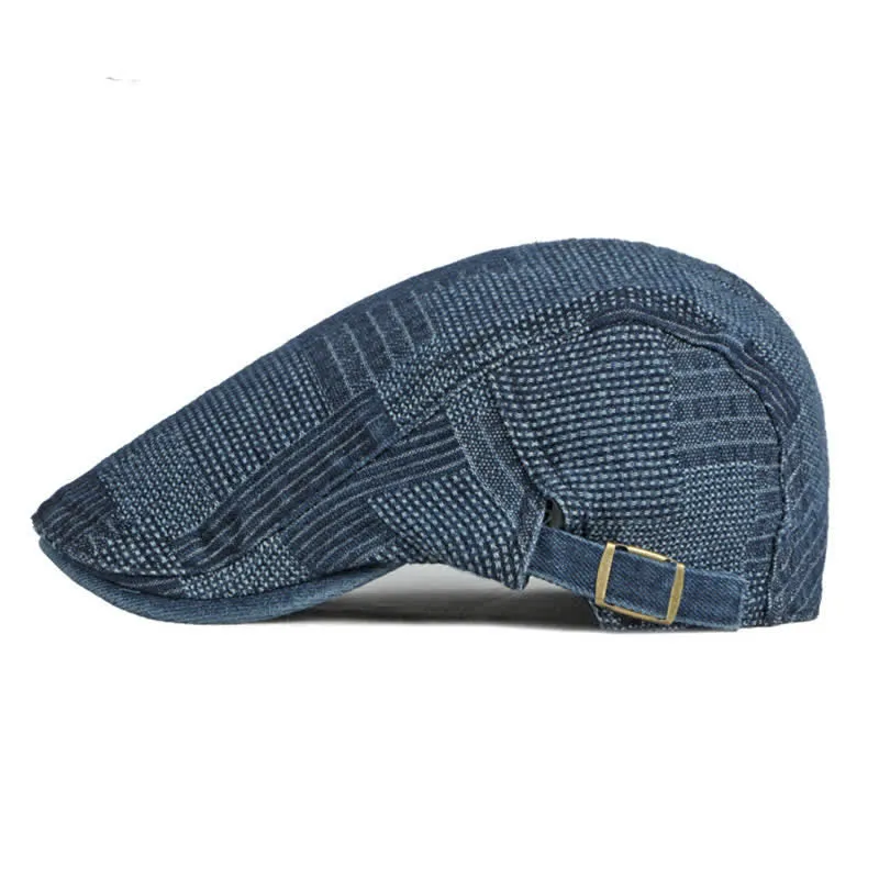 Personality Painter Washed Denim Beret Flat Cap