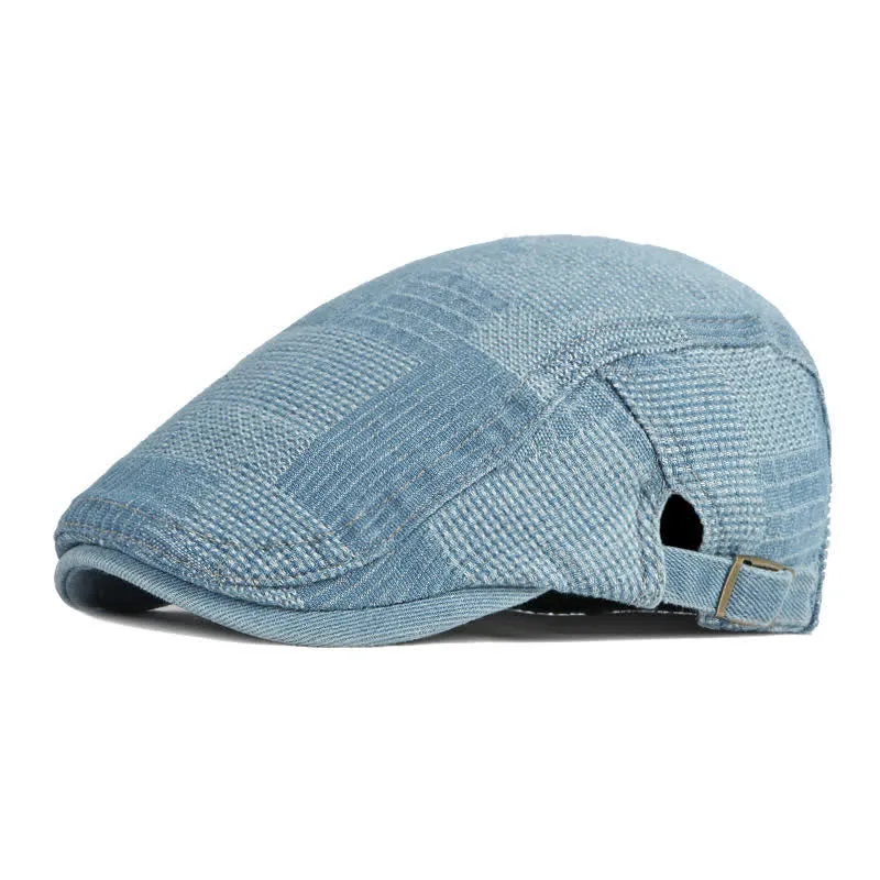 Personality Painter Washed Denim Beret Flat Cap