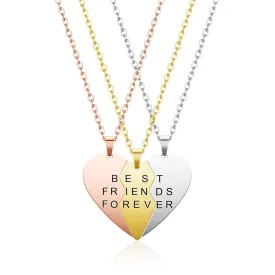 Personalized Heart Puzzle Matching BFF Necklace 3PCS | Jovivi