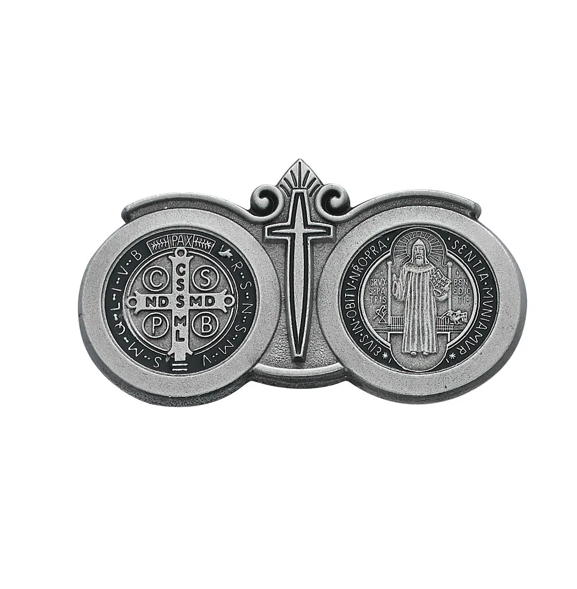 PEWTER ST. BENEDICT VISOR CLIP - VC-869