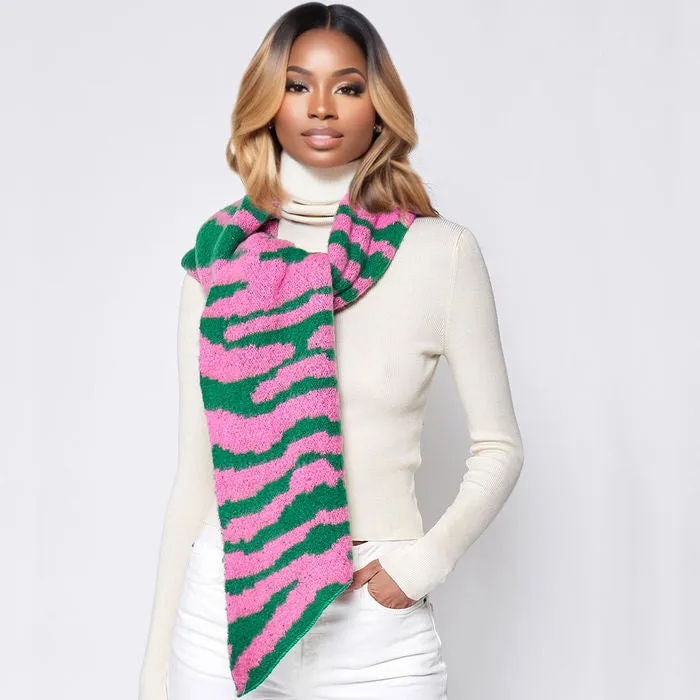 Pink Green Zebra Scarf