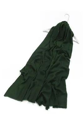 Plain Pure Cashmere Scarf - Bottle Green