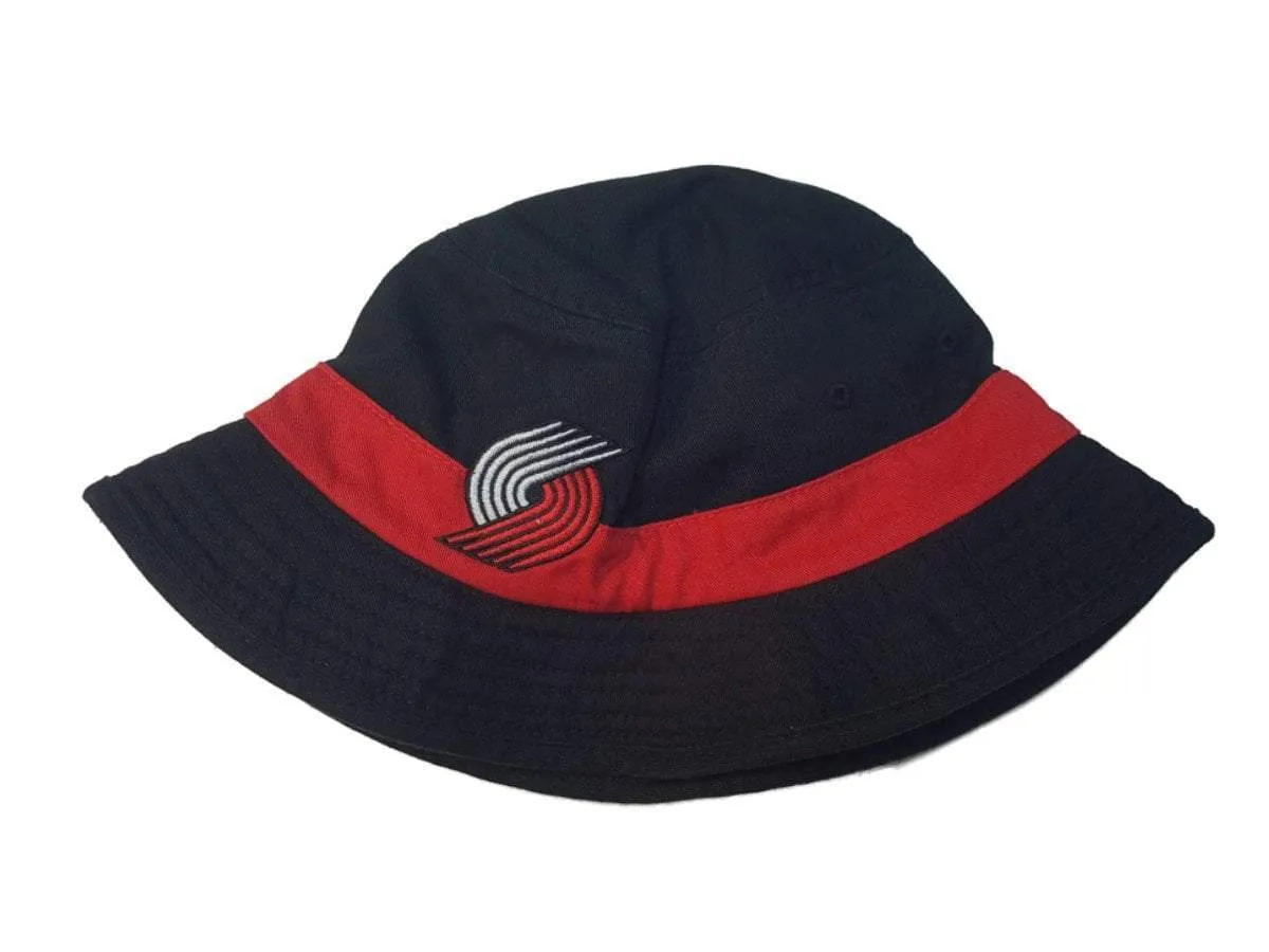 Portland Trail Blazers NBA Adidas Black & Red 100% Cotton Bucket Hat Cap (S/M)