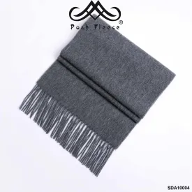 POSH FLEECE Pure Wool Scarf with Fringe Grey