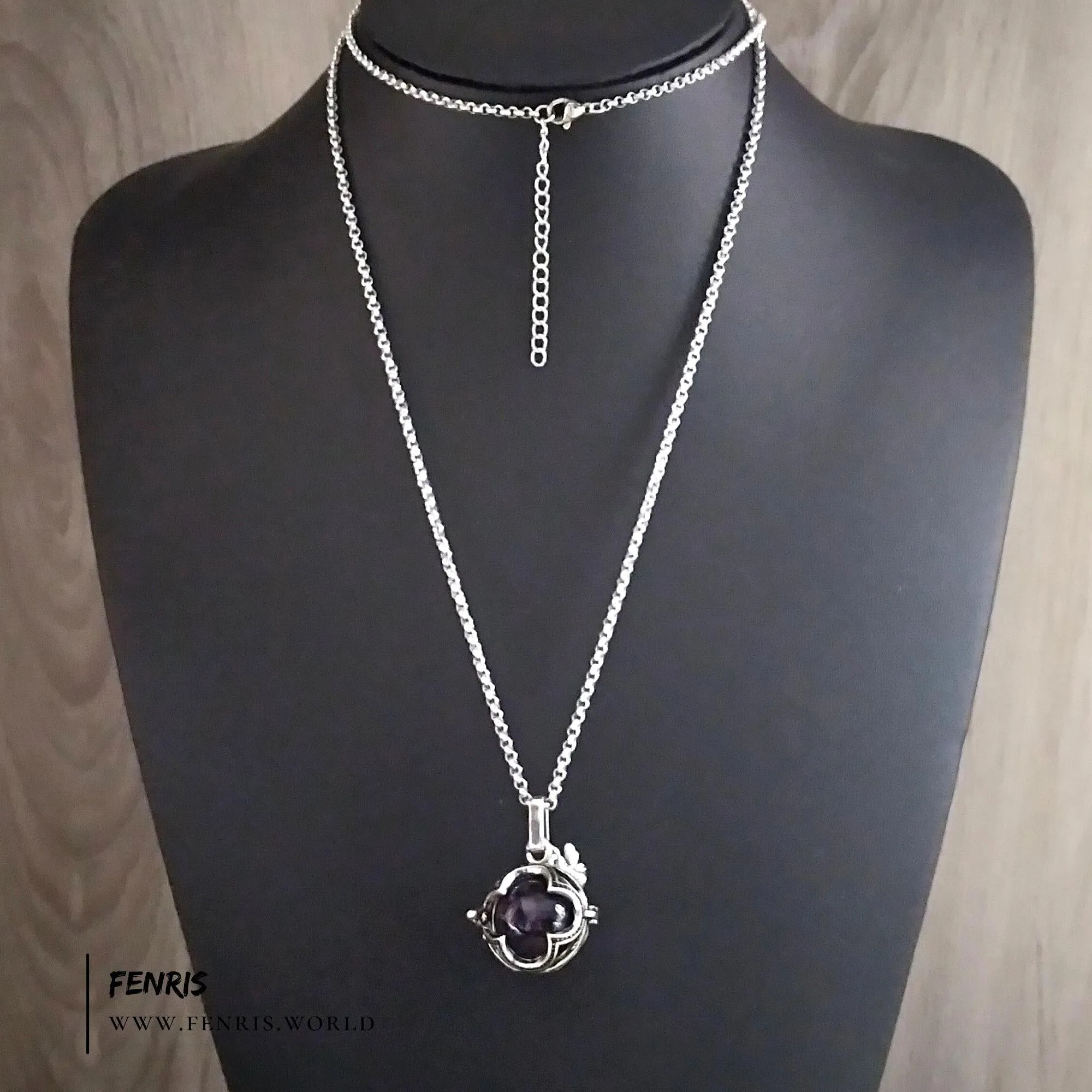 Purple Amethyst Necklace Silver Gothic Sphere | Fenris