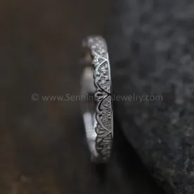 READY TO SHIP Silver Floral/Scroll Stacking Ring, Size 6.5