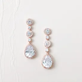 Rose Gold CZ Earrings Long  Karen