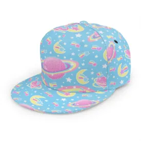 Saturn's Wish Blue Baseball Cap With Flat Brim