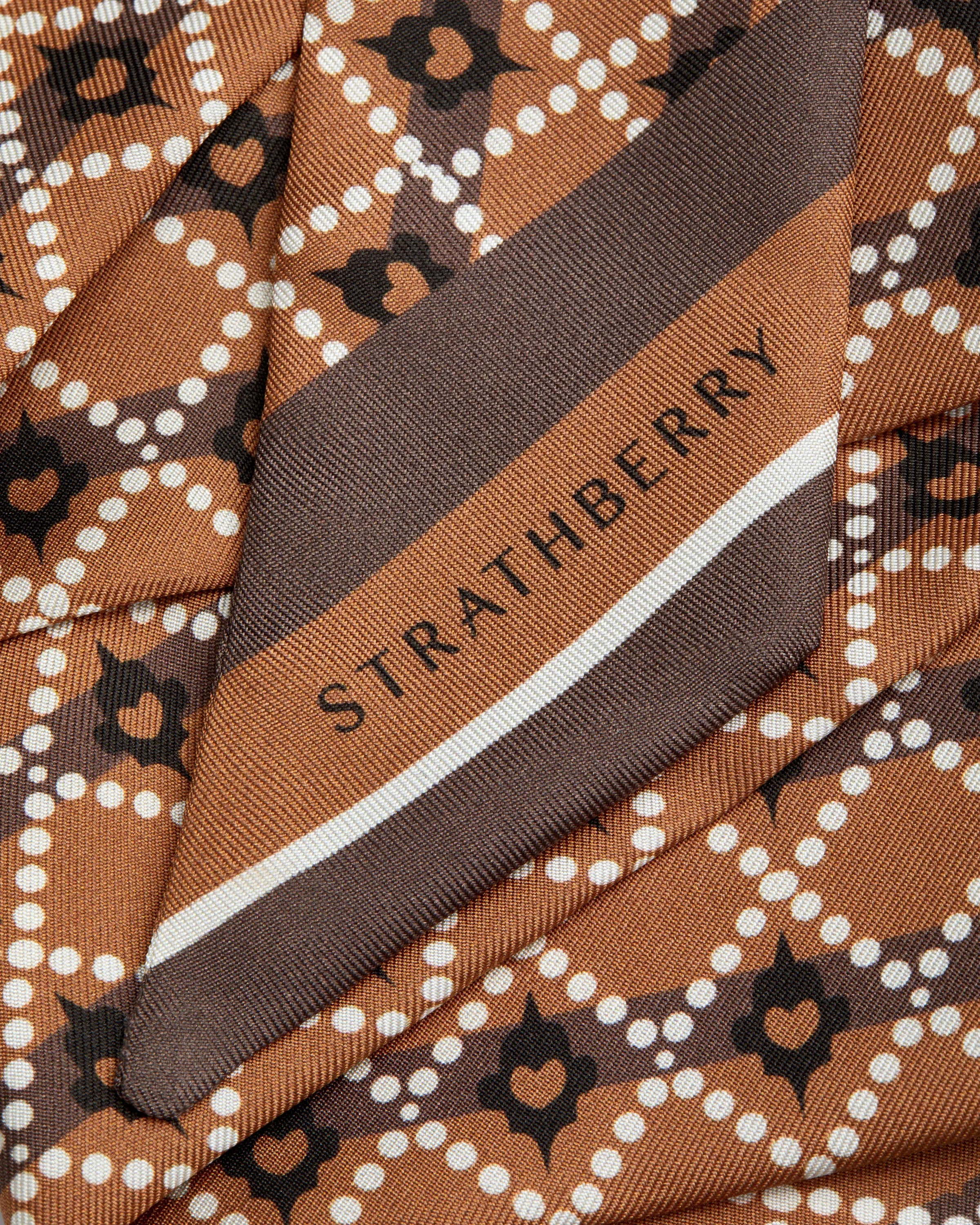 Silk Skinny Scarf - Vanilla/Chestnut Fairisle Print