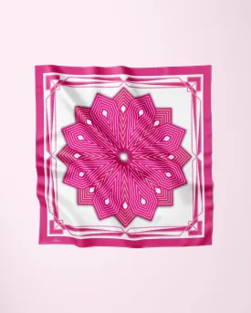 SUMATRA Mandala Designer 100% Silk Scarf PINK WHITE