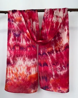 “Summer Sunset" - Hand-dyed Silk Scarf - $110