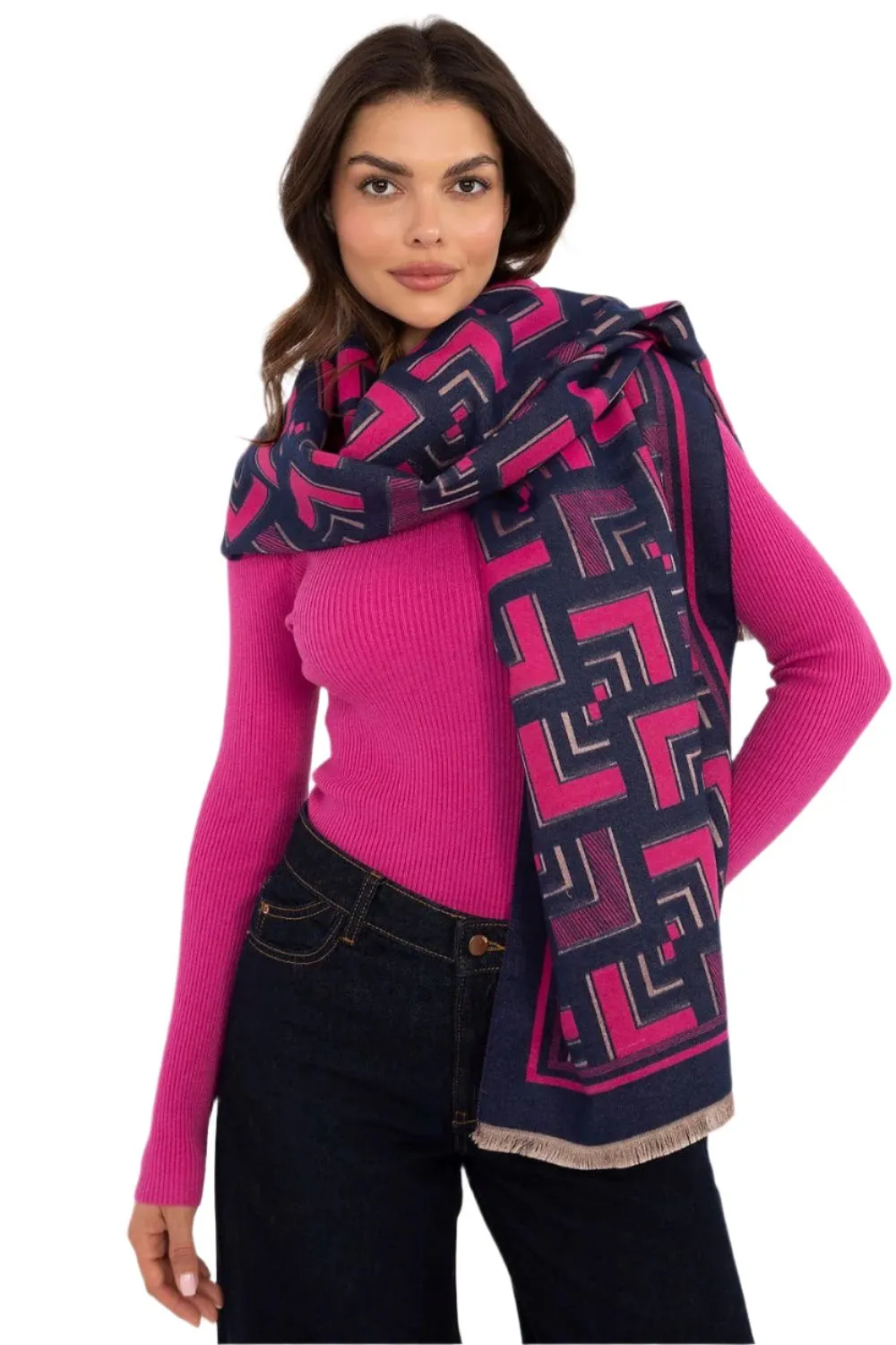 TEEK - Abstract Design Fringe Edge Scarf