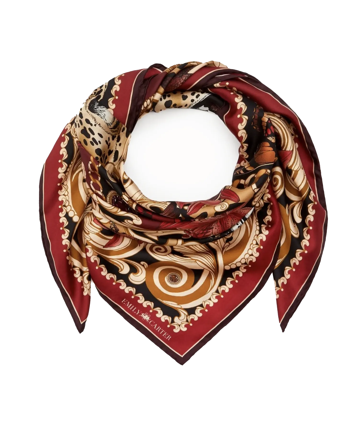 The Leopard & Ruby Silk Scarf | 130x130cm