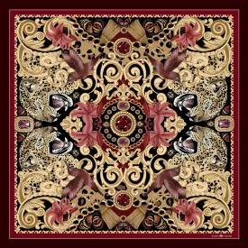 The Leopard & Ruby Silk Scarf | 130x130cm