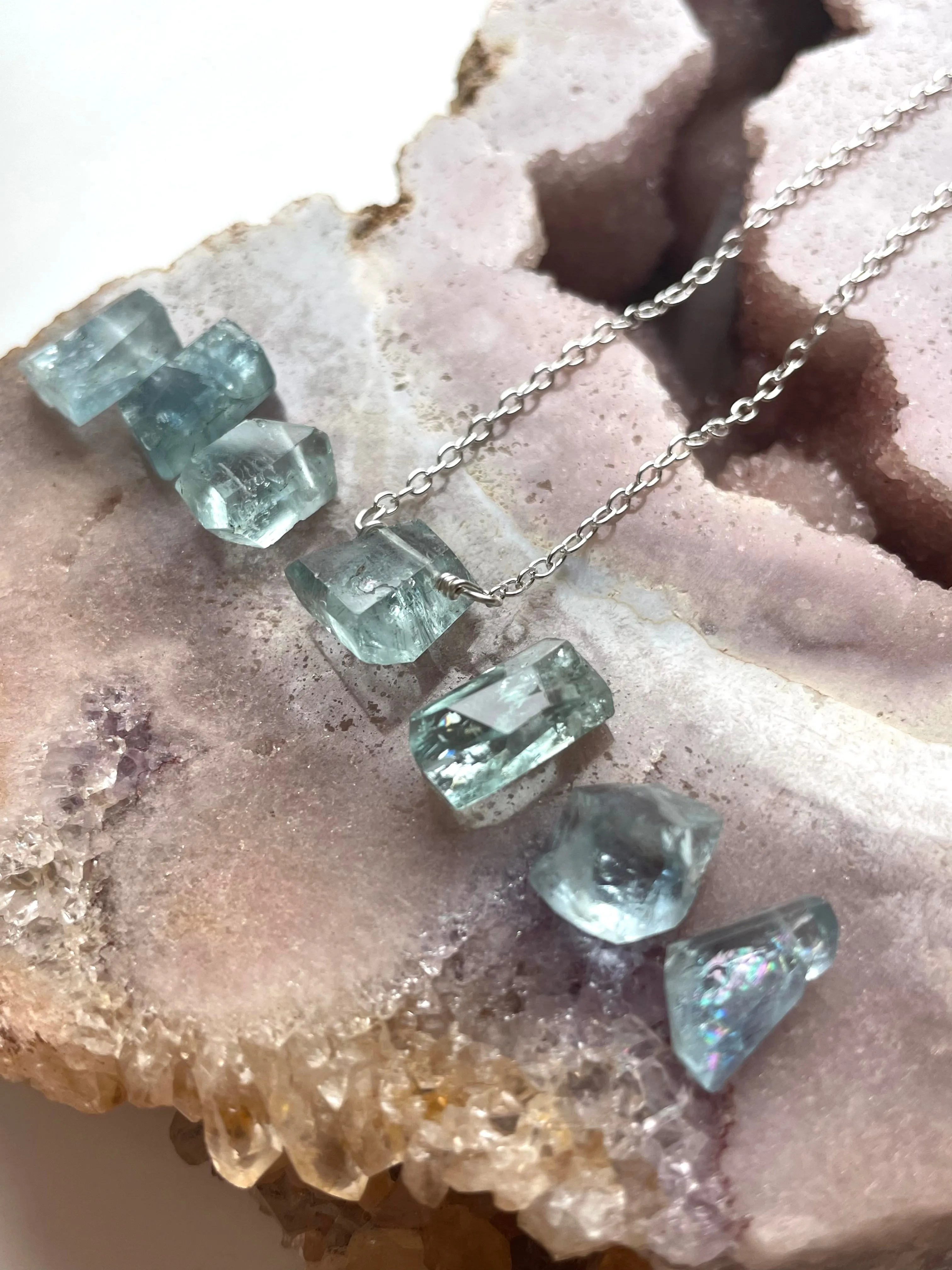 Tiny Aquamarine Gemstone Necklace