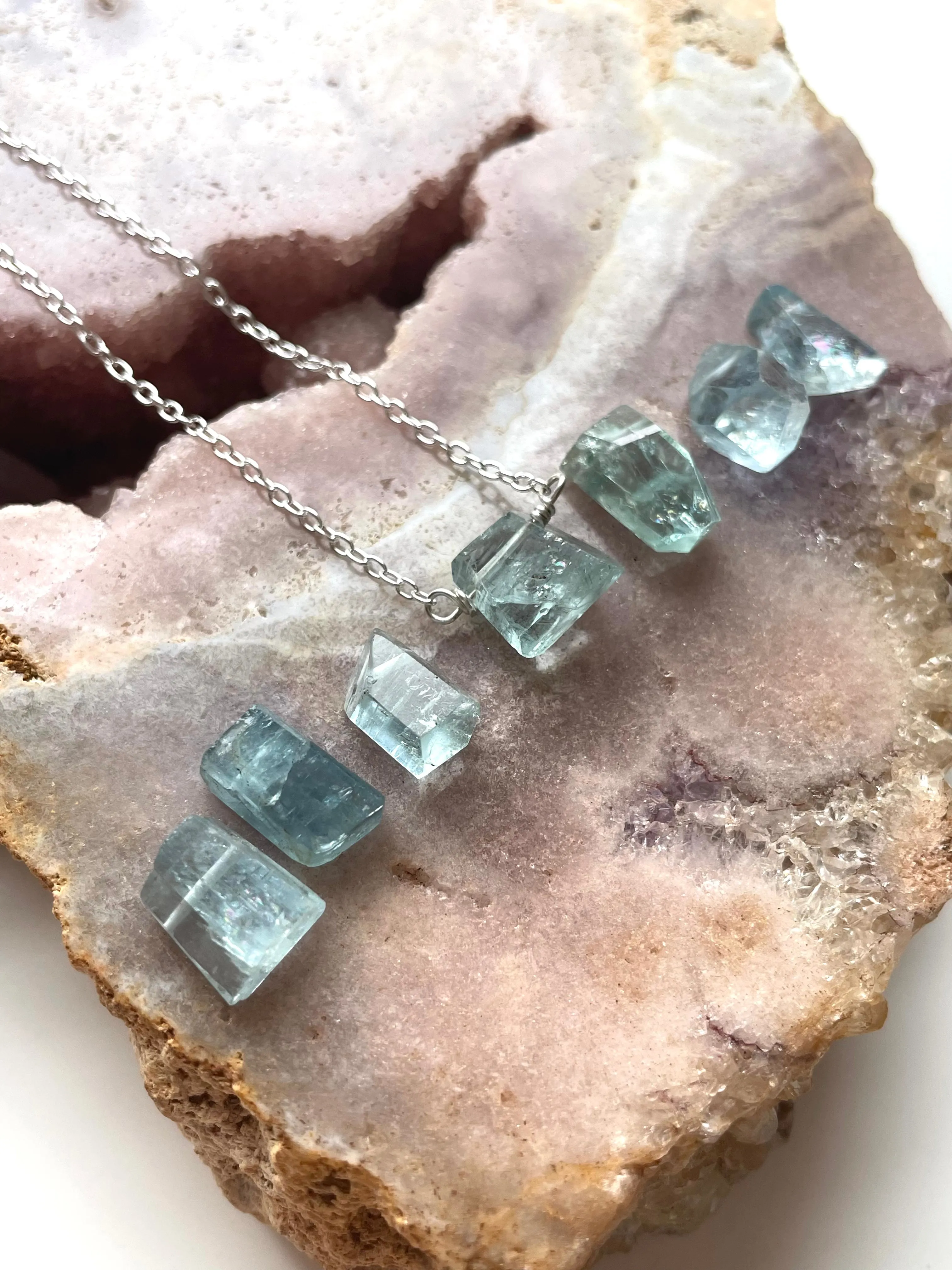 Tiny Aquamarine Gemstone Necklace