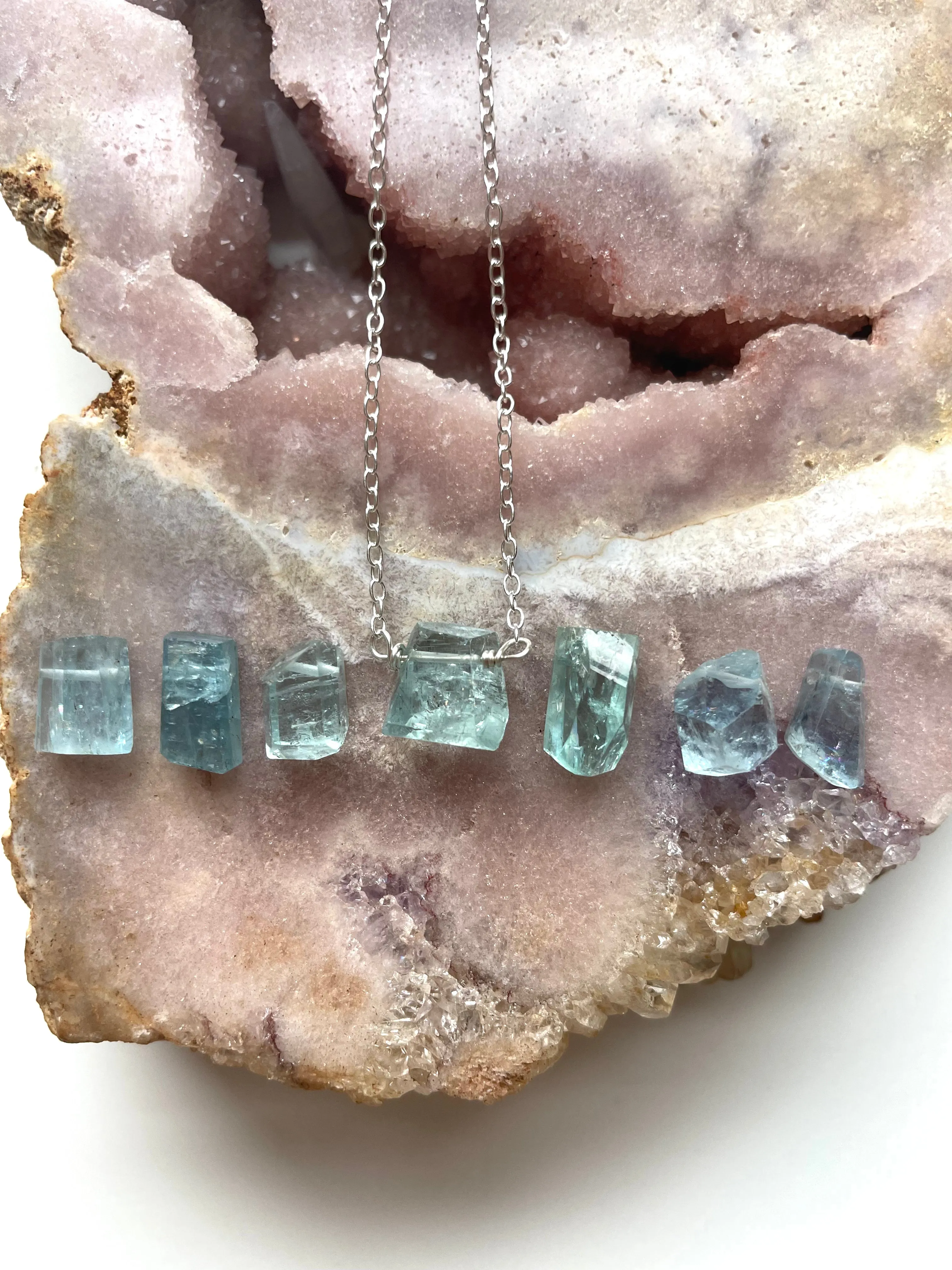 Tiny Aquamarine Gemstone Necklace