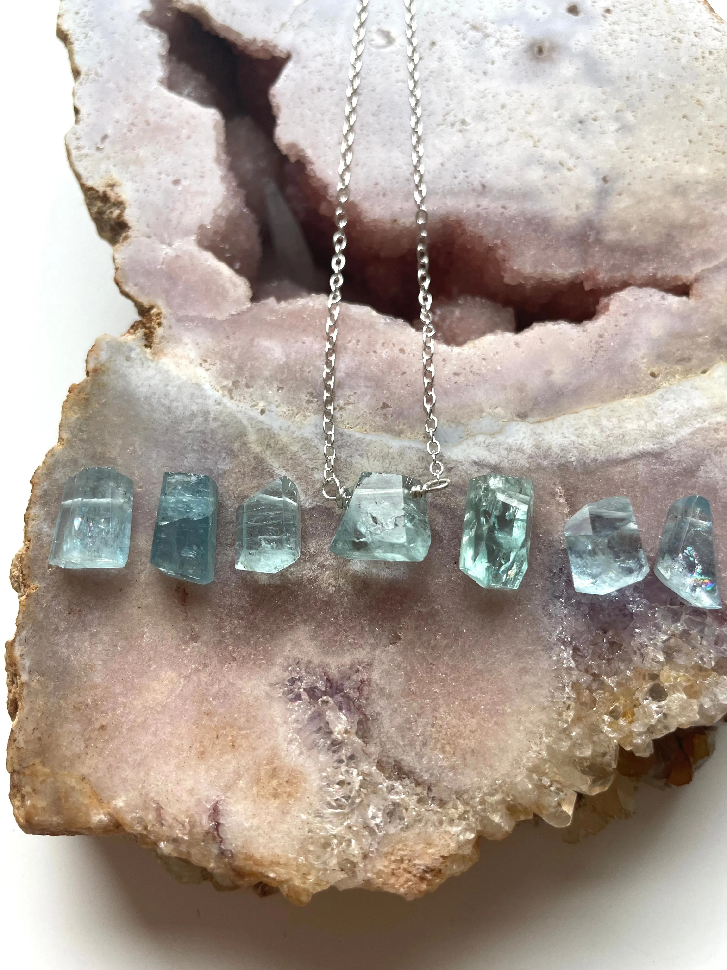 Tiny Aquamarine Gemstone Necklace