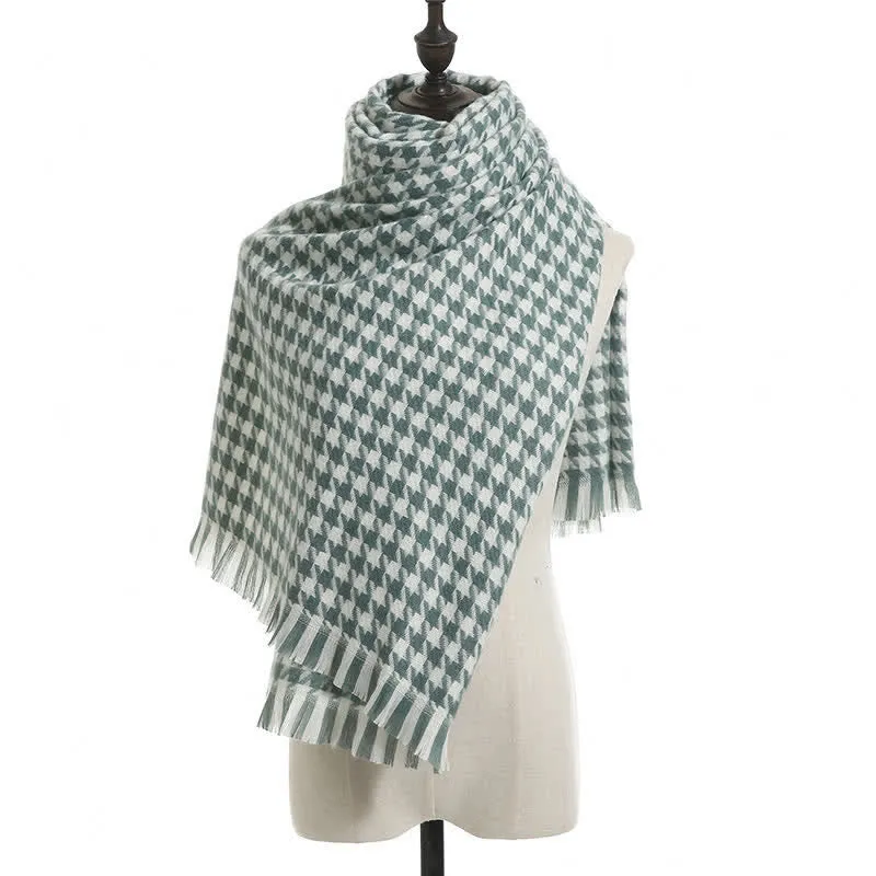 Unisex Classic Houndstooth Imitation Cashmere Scarf