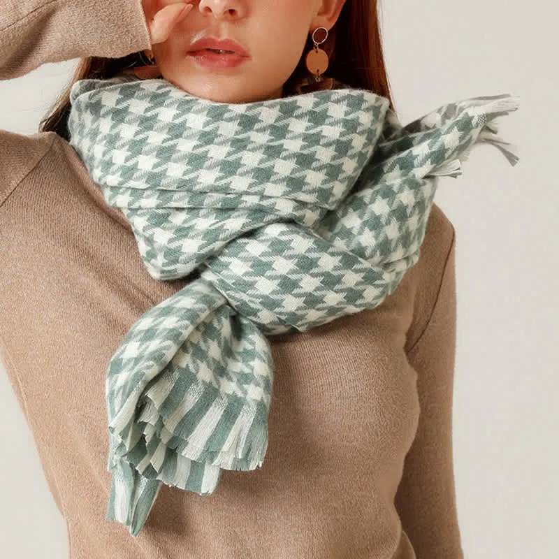 Unisex Classic Houndstooth Imitation Cashmere Scarf