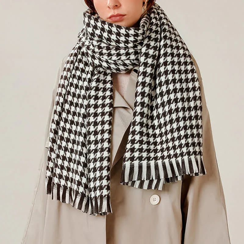 Unisex Classic Houndstooth Imitation Cashmere Scarf