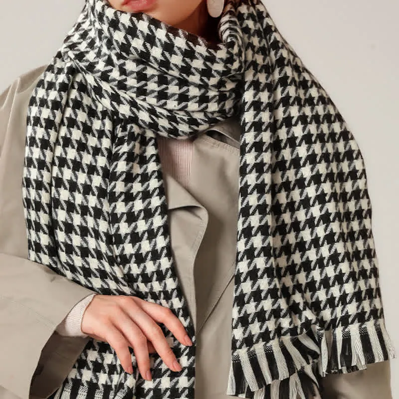 Unisex Classic Houndstooth Imitation Cashmere Scarf