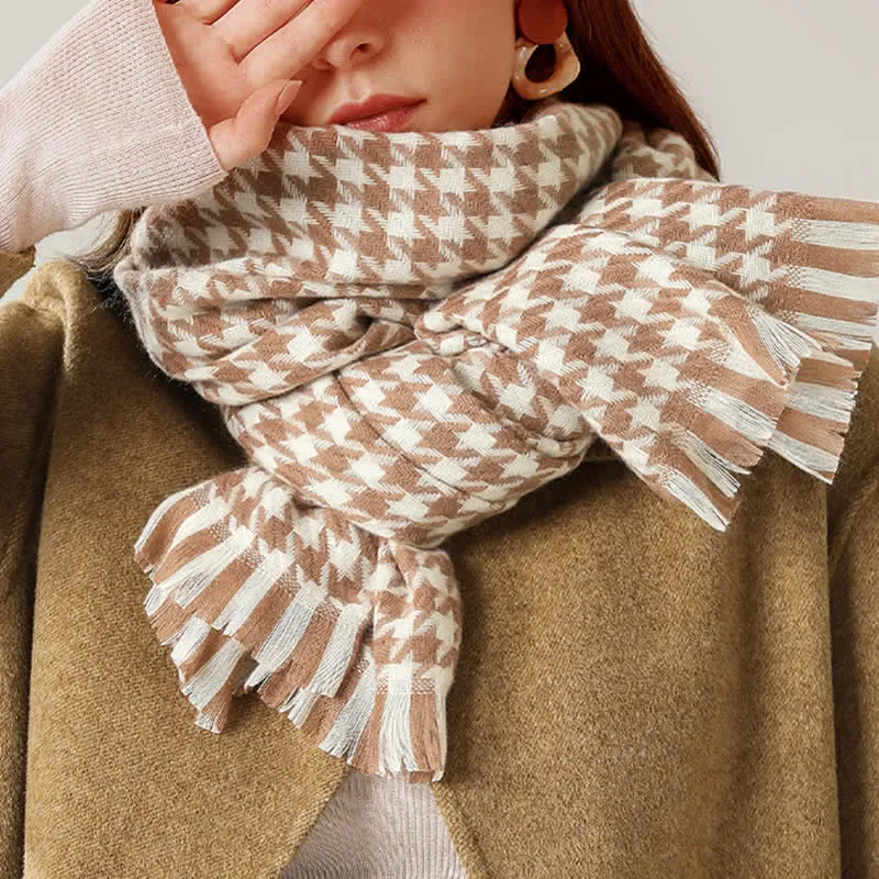 Unisex Classic Houndstooth Imitation Cashmere Scarf