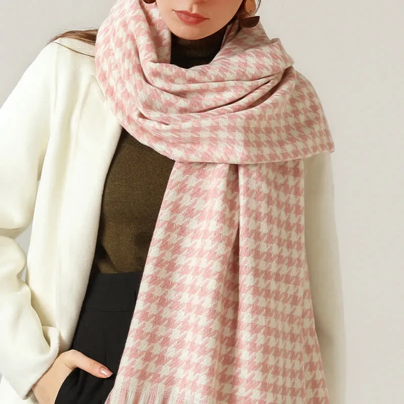 Unisex Classic Houndstooth Imitation Cashmere Scarf