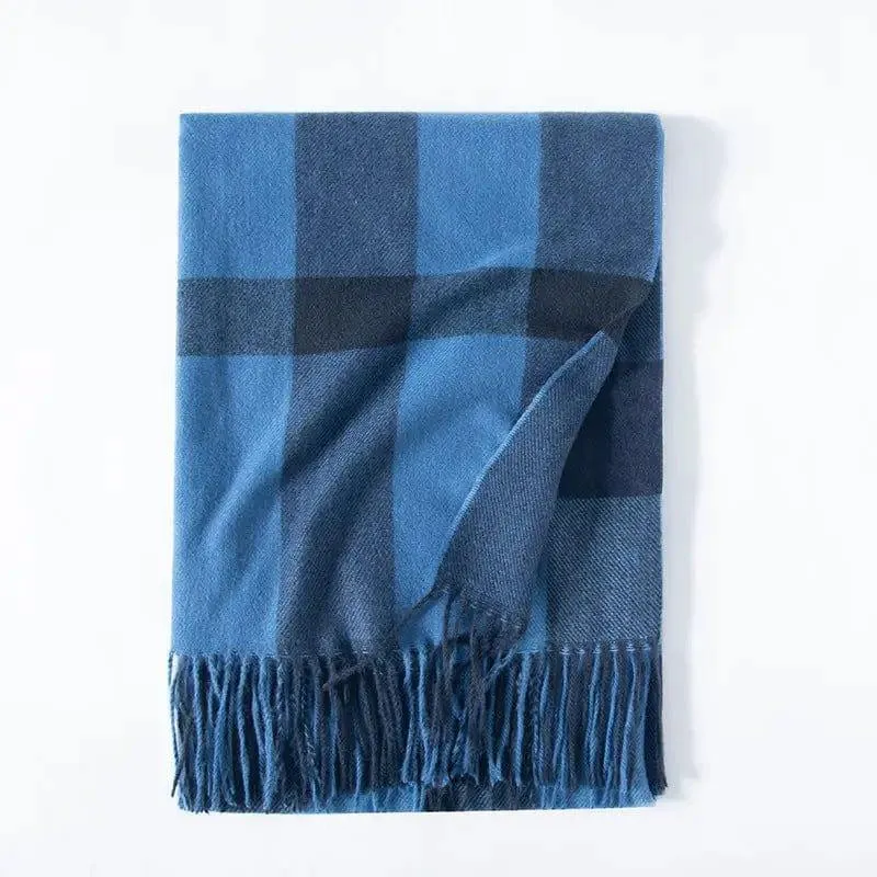 Women's Thickened Warm Cashmere Like Check Printed Scarf