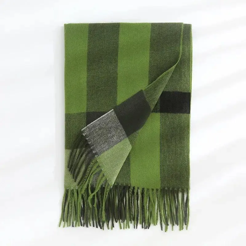 Women's Thickened Warm Cashmere Like Check Printed Scarf