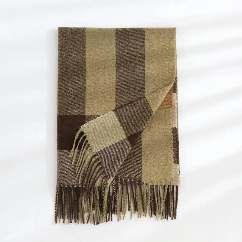 Women's Thickened Warm Cashmere Like Check Printed Scarf