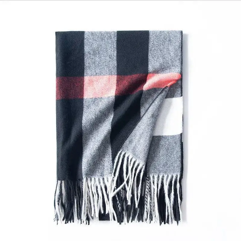 Women's Thickened Warm Cashmere Like Check Printed Scarf