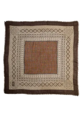 Yves Saint Laurent Vintage 1976 Russian Collection Brown Medallion Wool Scarf